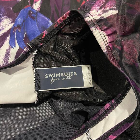 NWT Swimsuits For All One Piece Dress Resort Boho Goddess Glam Floral Purple 20 - Picture 3 of 4